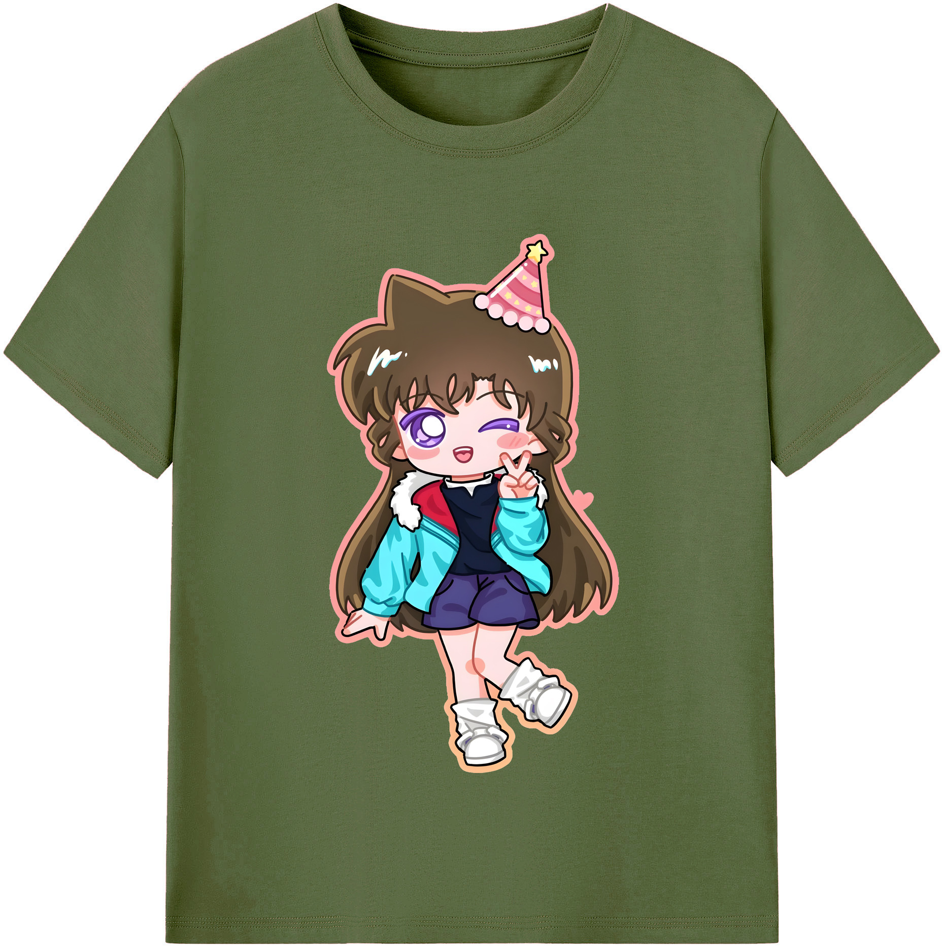 （画像用） 名探偵コナン 毛利 蘭 もうり らん、モーリ ラン Detective Conan Rachel Moore 綿100％半袖Tシャツ（フロントプリント）